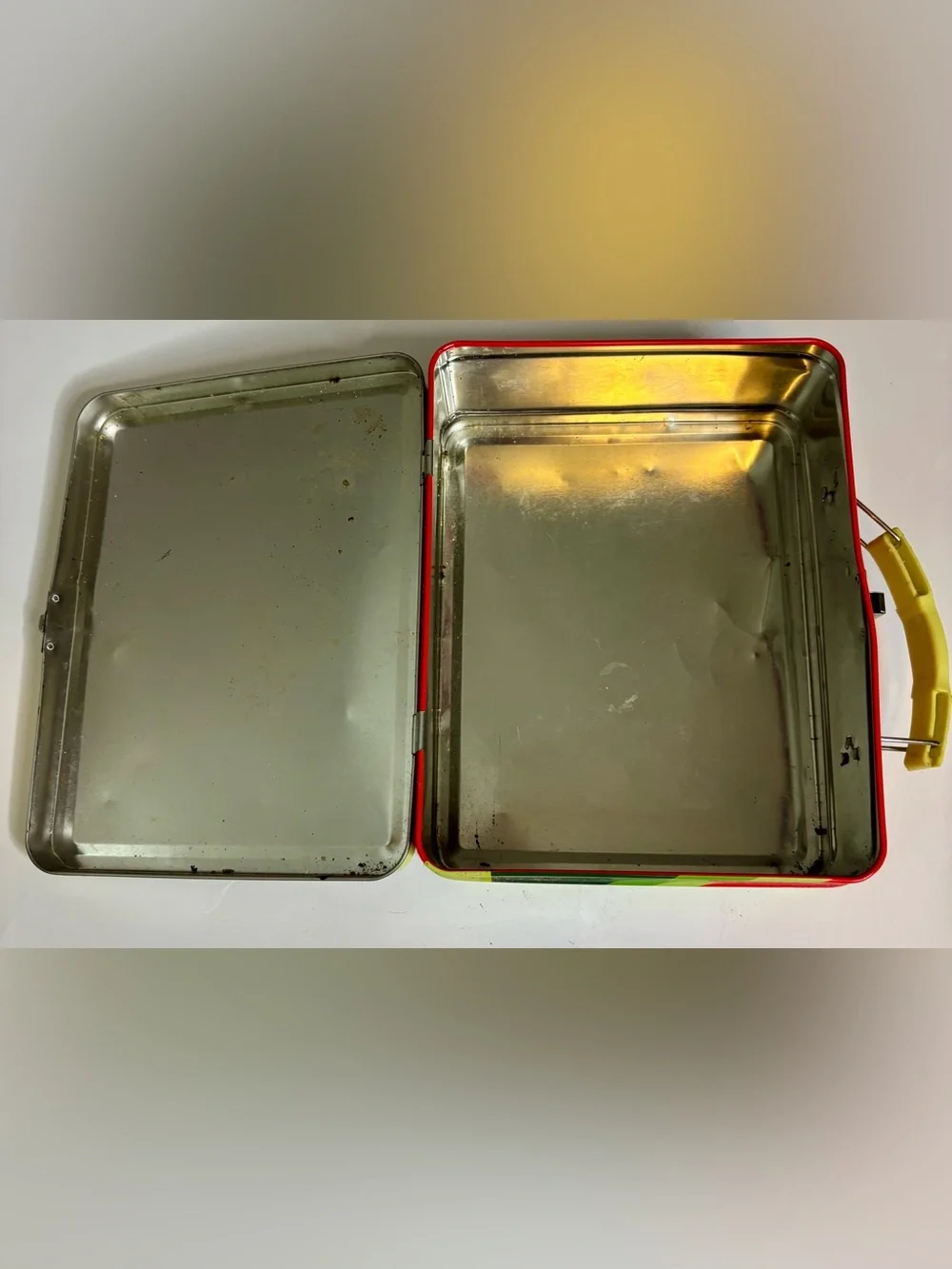 Coca-Cola Green Tin Lunchbox with Bottle and Sandwich Illustration vintage look